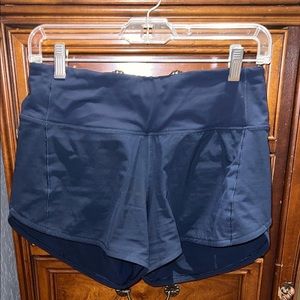 Lululemon navy blue 4" speed up shorts